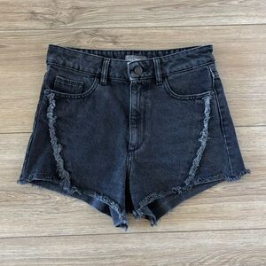 DL1961 Black Frayed Denim Shorts
